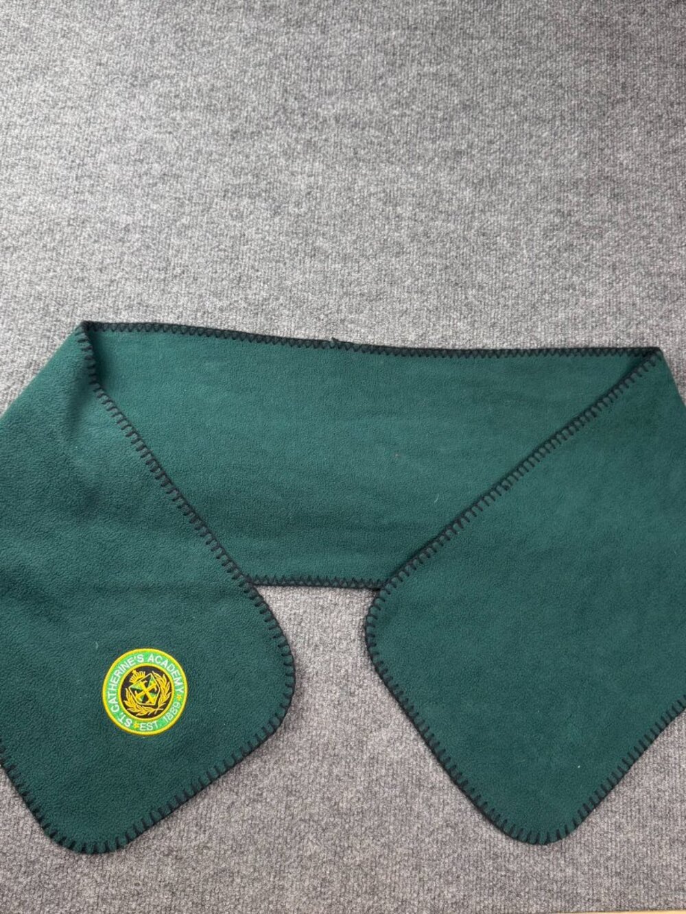 St. Catherine's Academy Fleece Scarf Forest Green Embroidered Patch Est 1889